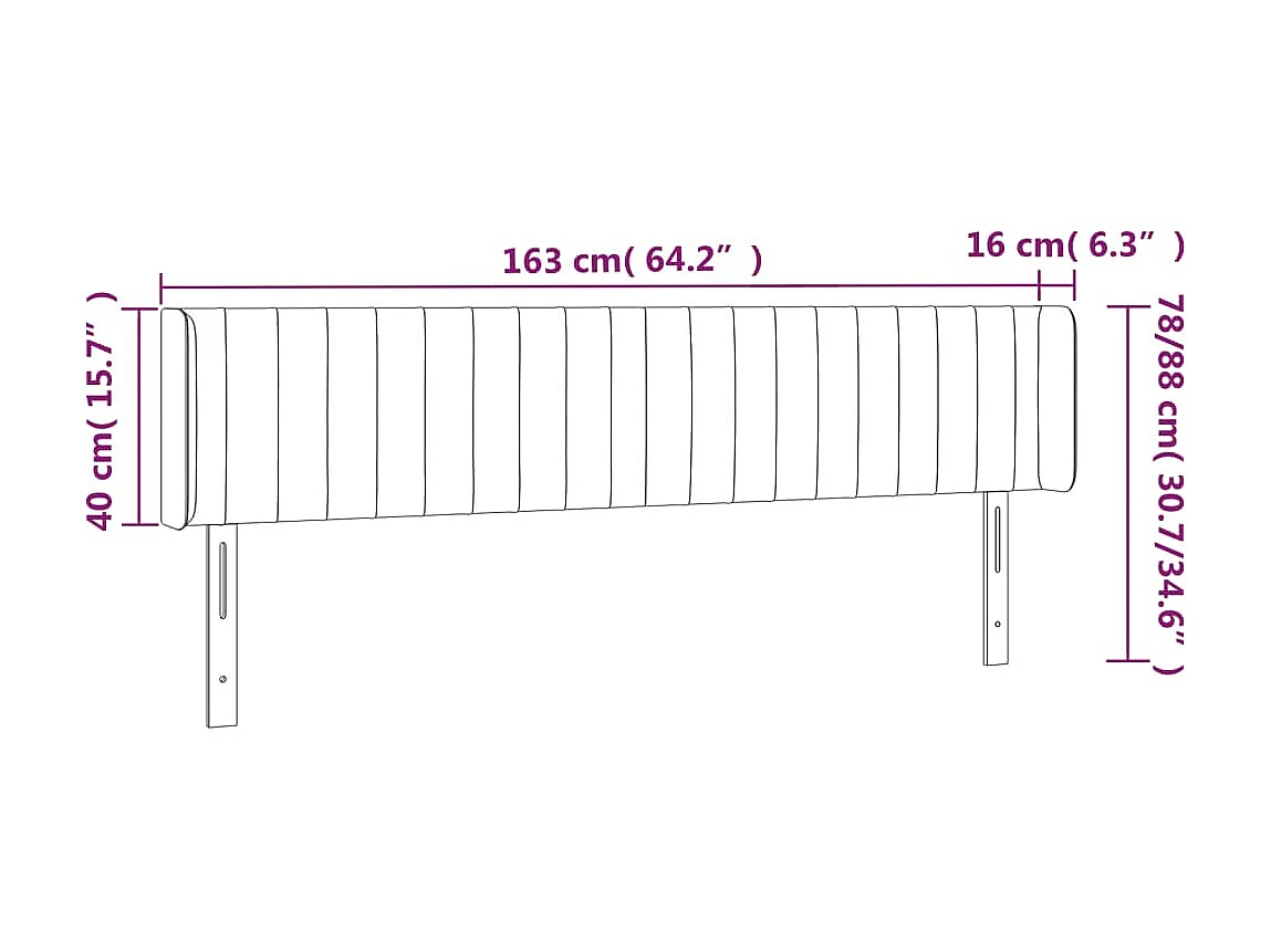 Cabecero LED Negro 163x16x78/88 cm Terciopelo