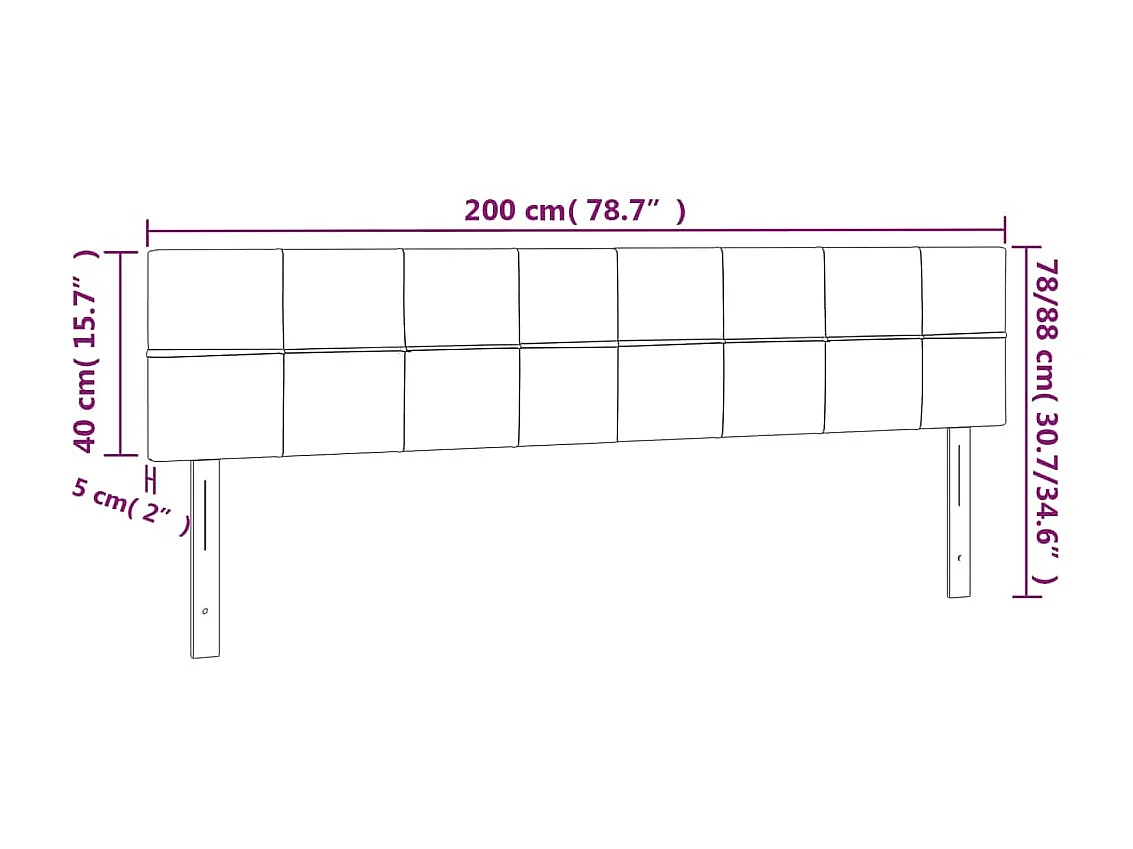 Cabecero LED Crema 200x5x78/88 cm Tela