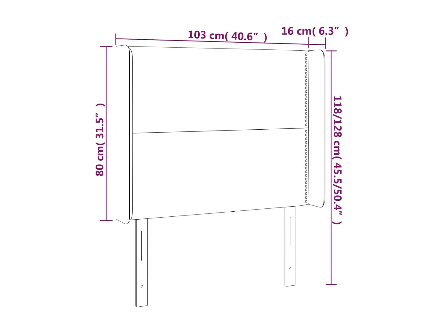 Testiera con orecchie Bianco 103x16x118/128 cm Ecopelle