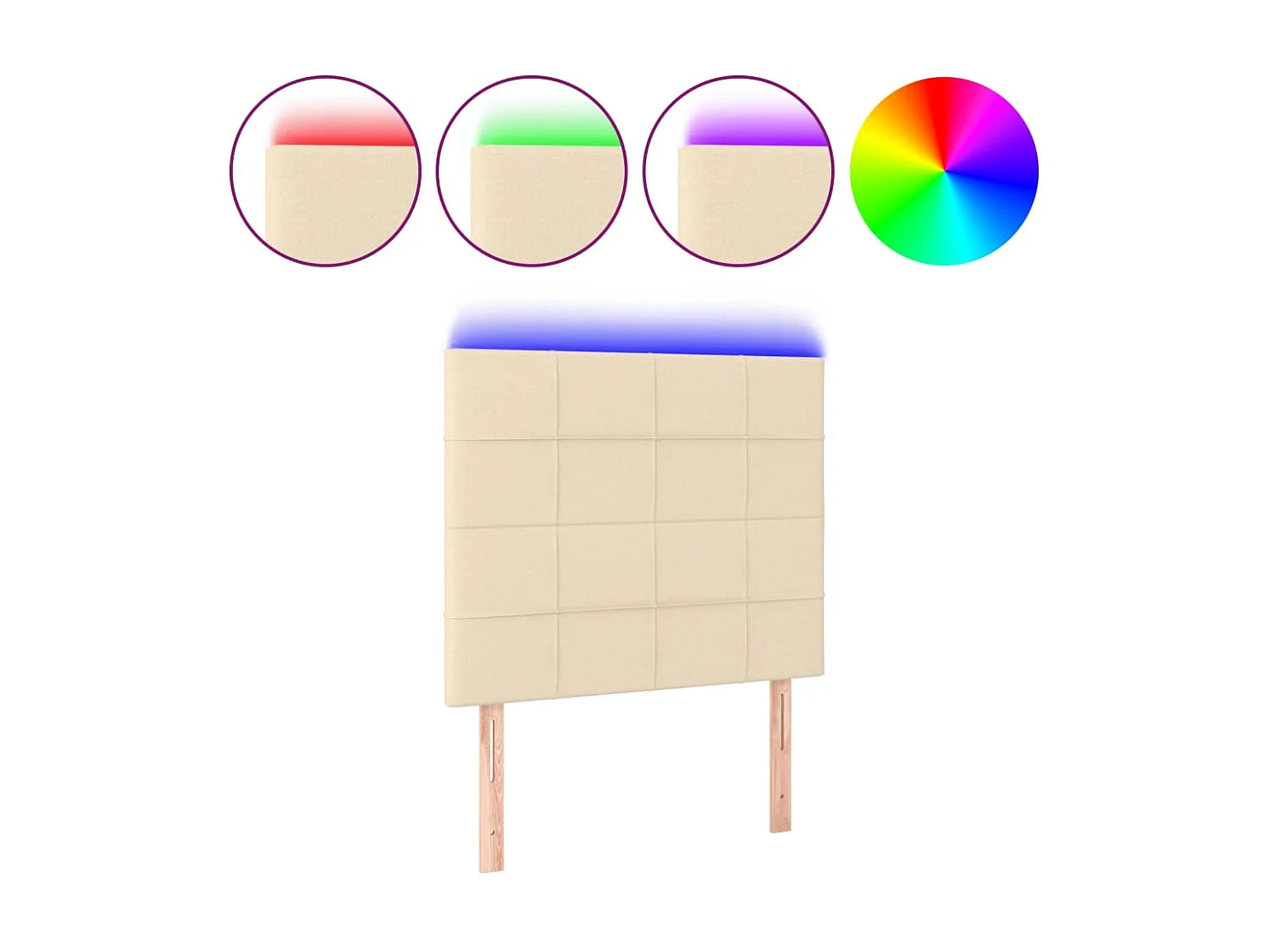 Cabecero LED Crema 80x5x118/128 cm Tela