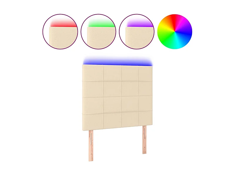 Cabeceira LED Creme 80x5x118/128 cm Tecido