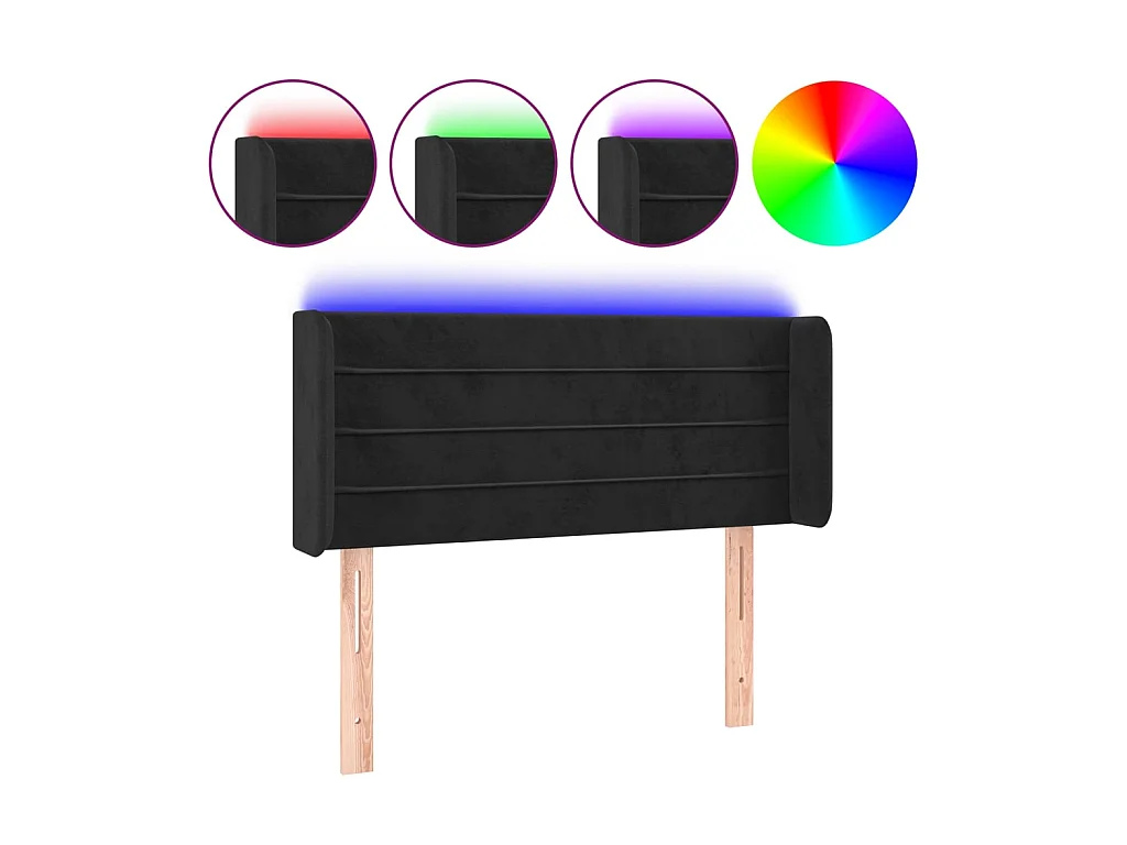 LED-Kopfteil Schwarz 93x16x78/88 cm Samt