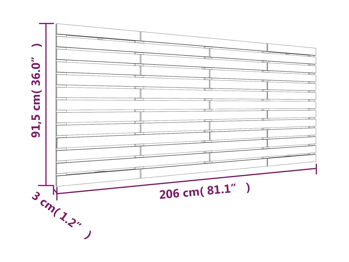 Wandhoofdeinde Honingbruin 206x3x91,5 cm Massief grenenhout