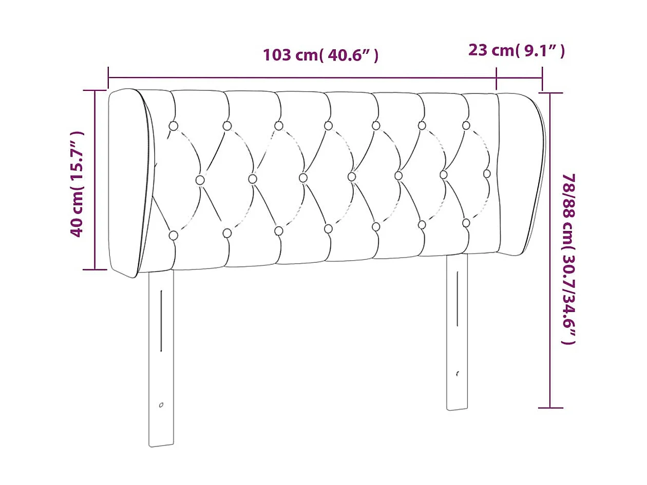 Cabeceira com orelhas Azul escuro 103x23x78/88 cm Veludo
