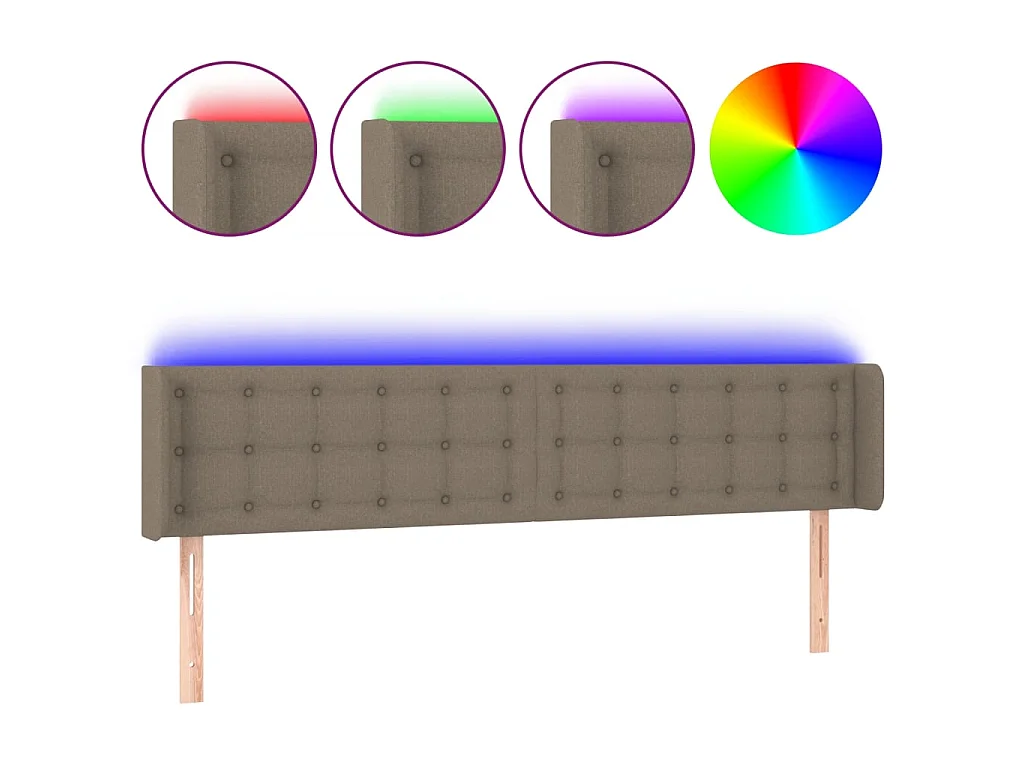 Tête de lit à LED Taupe 163x16x78/88 cm Tissu