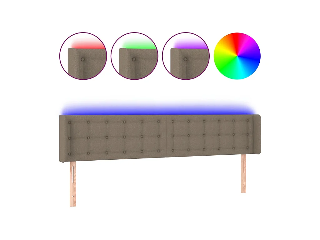 LED-Kopfteil Taupe 163x16x78/88 cm Stoff