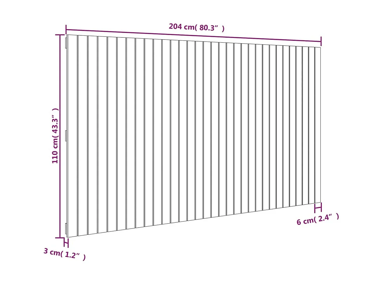 Cabecero de pared Marrón miel 204x3x110 cm Madera maciza de pino