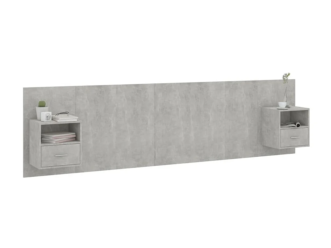 Testiera con armadietti Grigio cemento Derivati del legno