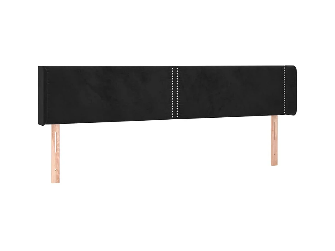 Tête de lit avec oreilles Noir 183x16x78/88 cm Velours