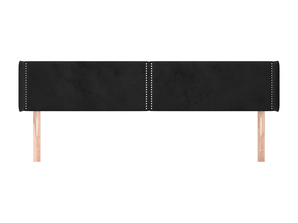 Tête de lit avec oreilles Noir 183x16x78/88 cm Velours