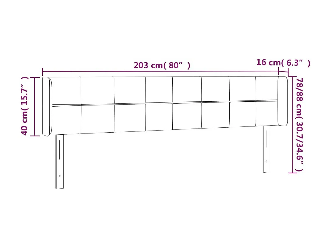Tête de lit à LED Crème 203x16x78/88 cm Tissu