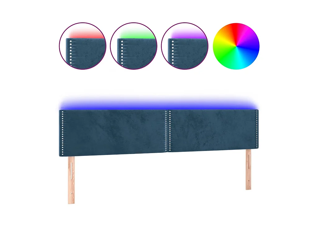 Tête de lit à LED Bleu foncé 200x5x78/88 cm Velours