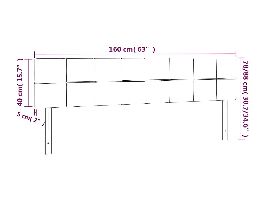 Têtes de lit 2 pcs Gris foncé 80x5x78/88 cm Velours
