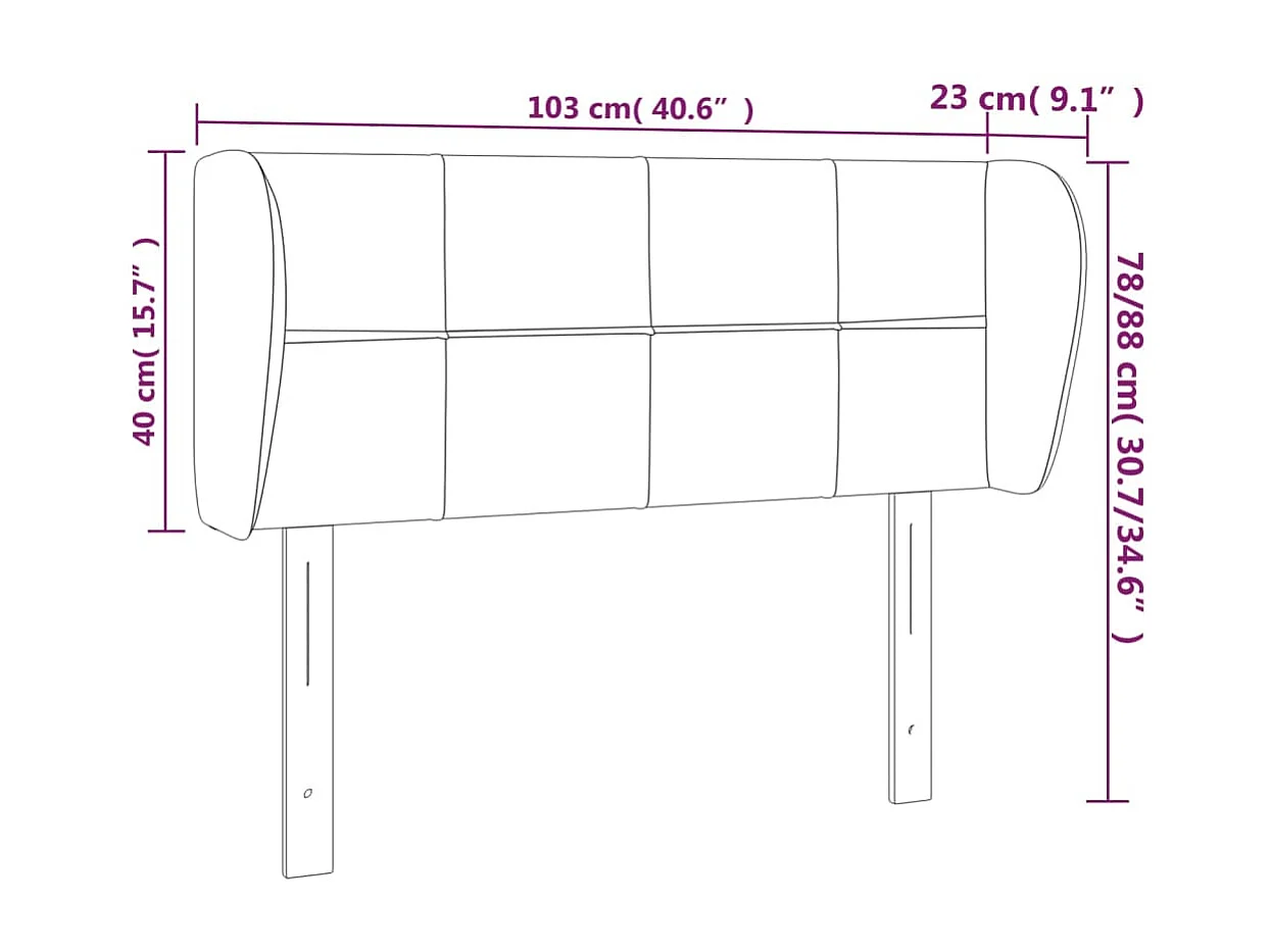 Hoofdbord met oren Donkergrijs 103x23x78/88 cm Stof