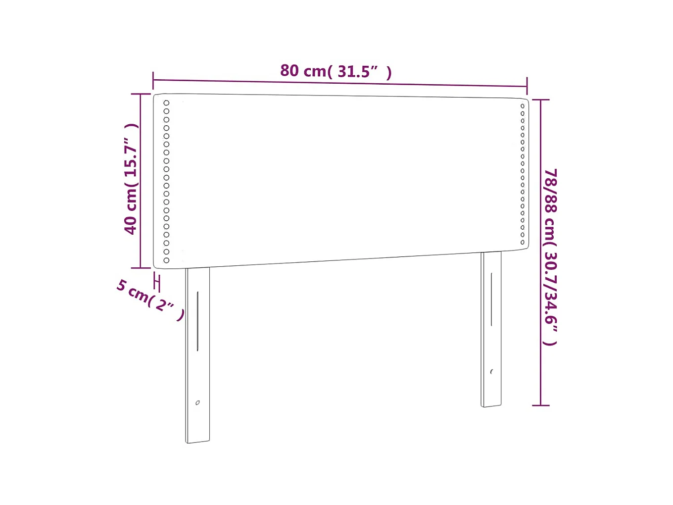 Tête de lit Noir 80x5x78/88 cm Velours