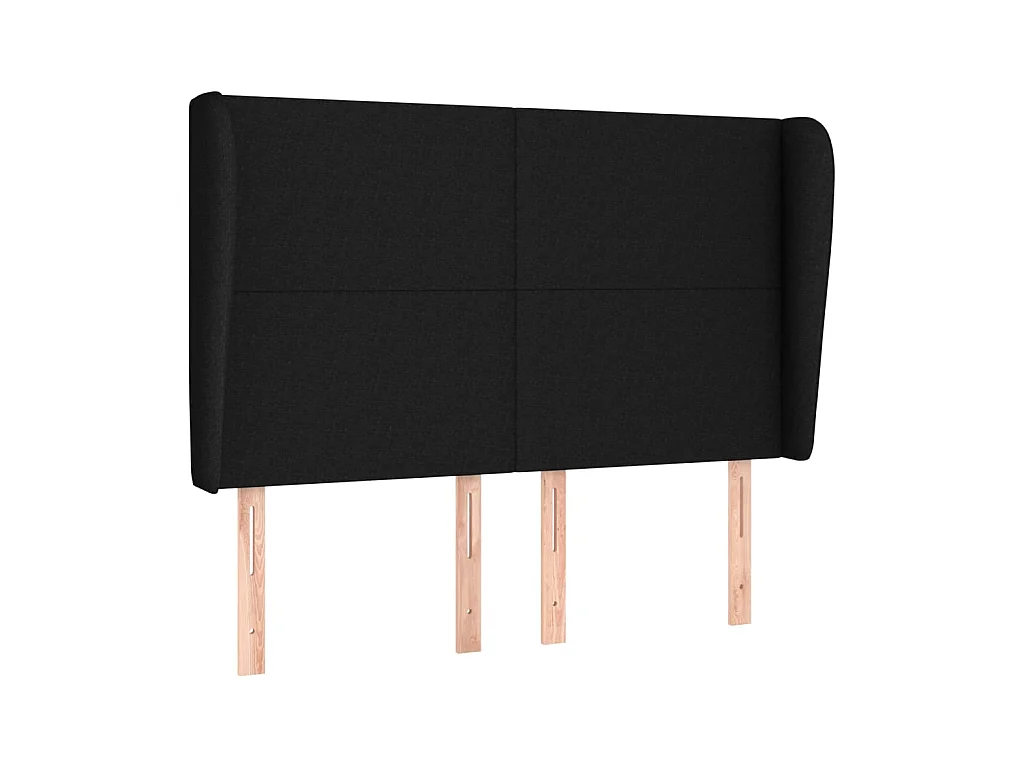 Tête de lit avec oreilles Noir 147x23x118/128 cm Tissu