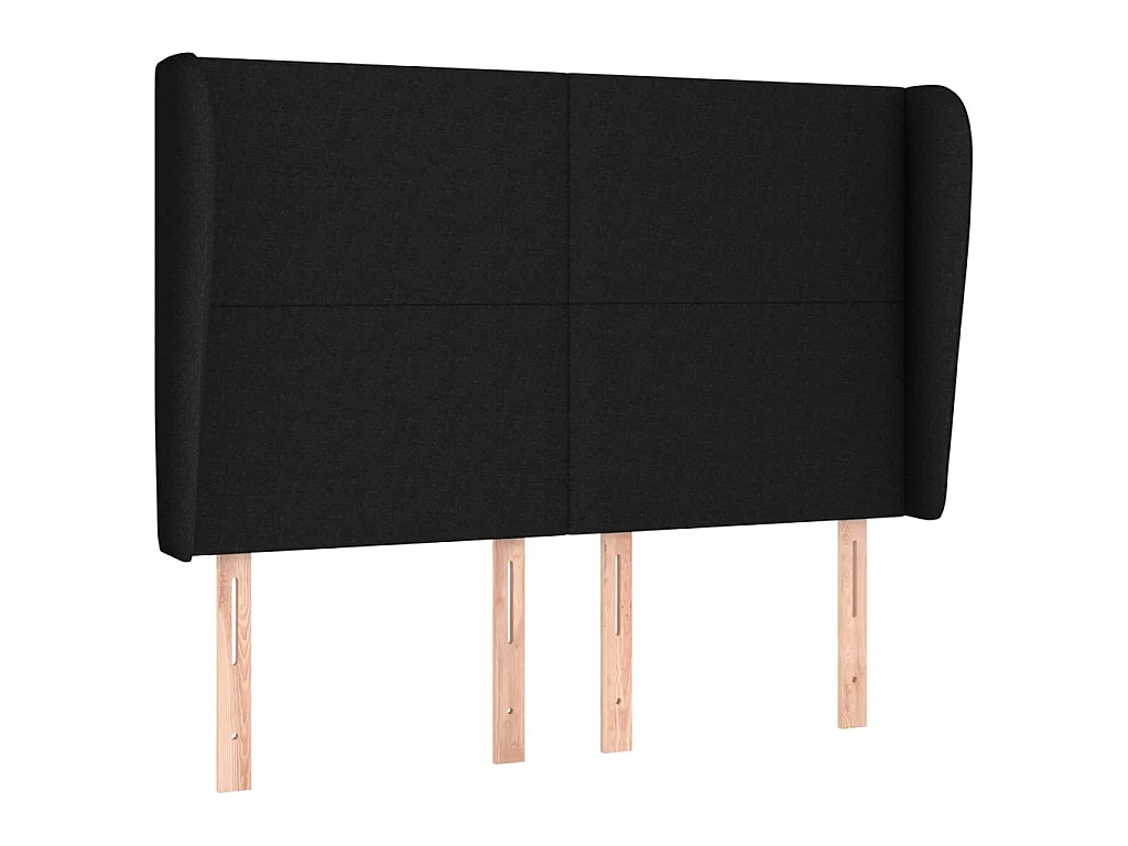 Tête de lit avec oreilles Noir 147x23x118/128 cm Tissu