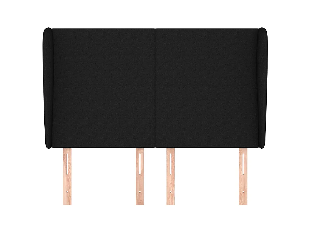 Tête de lit avec oreilles Noir 147x23x118/128 cm Tissu