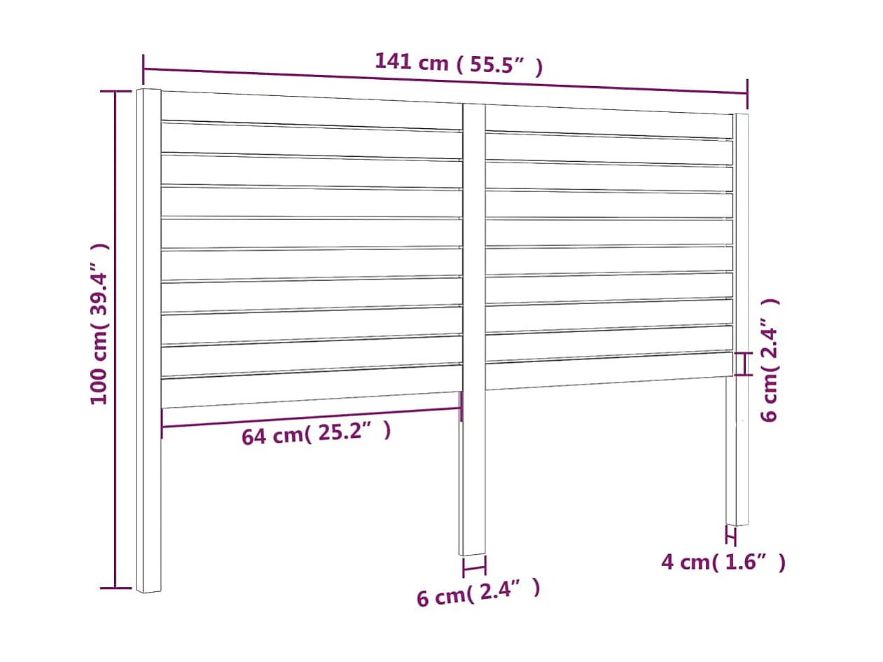 Tête de lit Blanc 141x4x100 cm Bois massif de pin