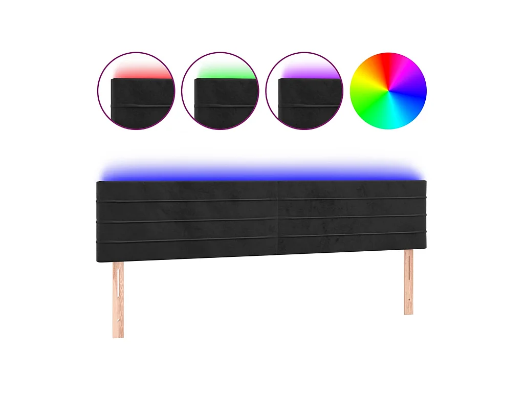 Testiera LED Nera 160x5x78/88 cm Velluto