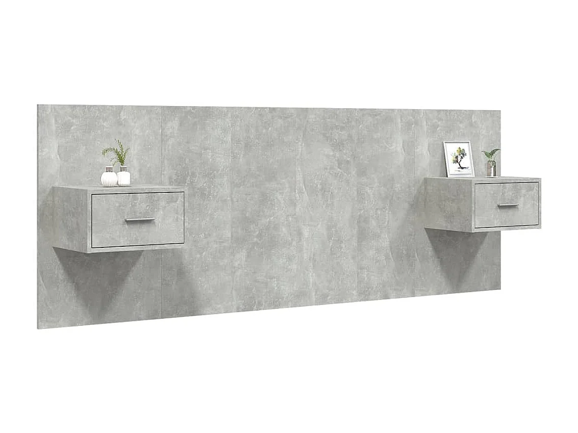 Testiera con armadietti Grigio cemento Derivati del legno