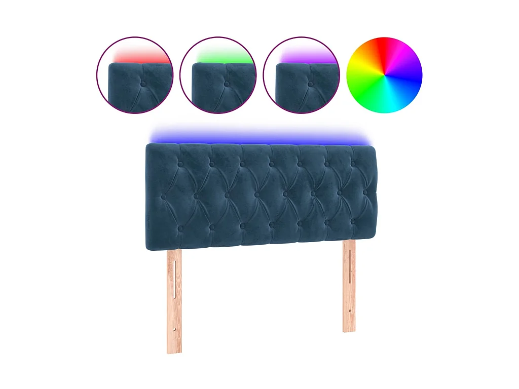 Tête de lit à LED Bleu foncé 90x7x78/88 cm Velours