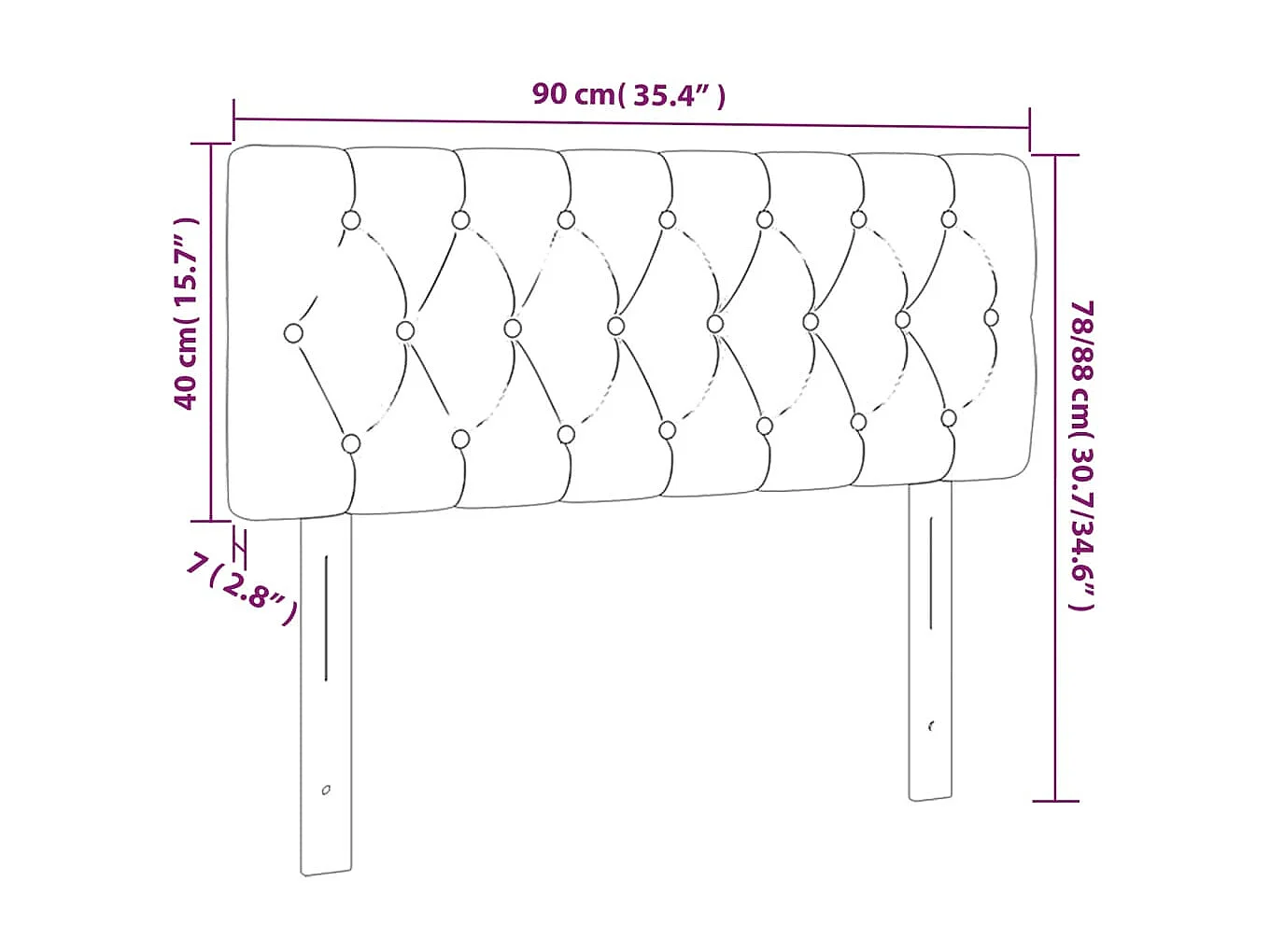 Tête de lit à LED Bleu foncé 90x7x78/88 cm Velours