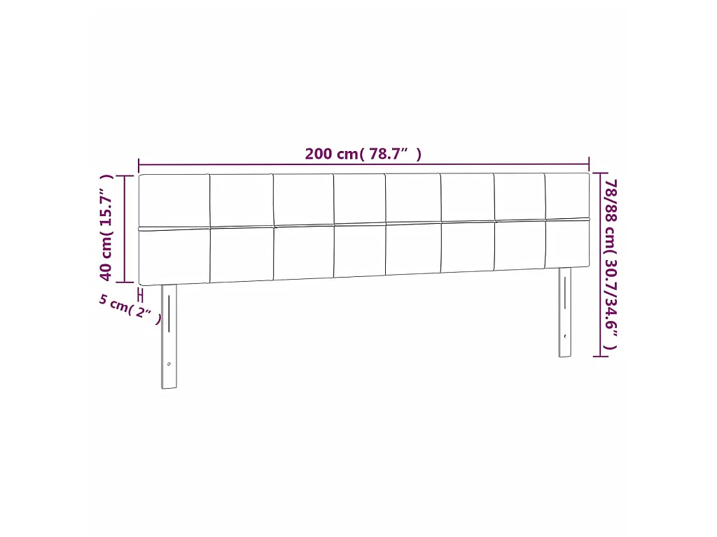 Têtes de lit 2 pcs Gris foncé 100x5x78/88 cm Velours