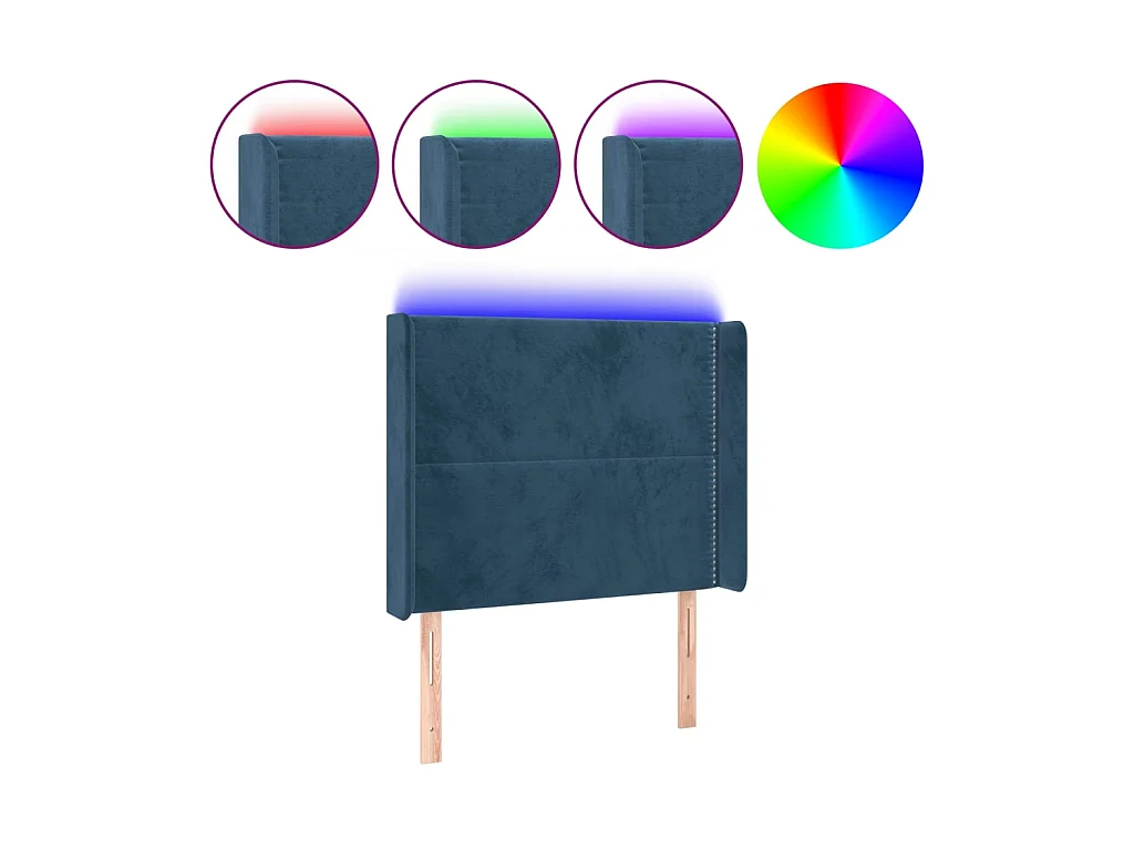 Testiera LED Blu scuro 103x16x118/128 cm Velluto