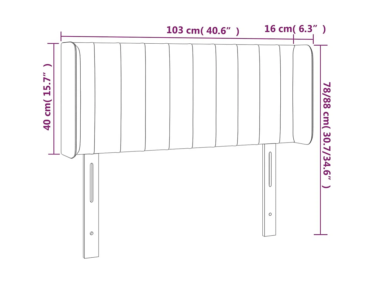 Cabeceira LED Creme 103x16x78/88 cm Tecido