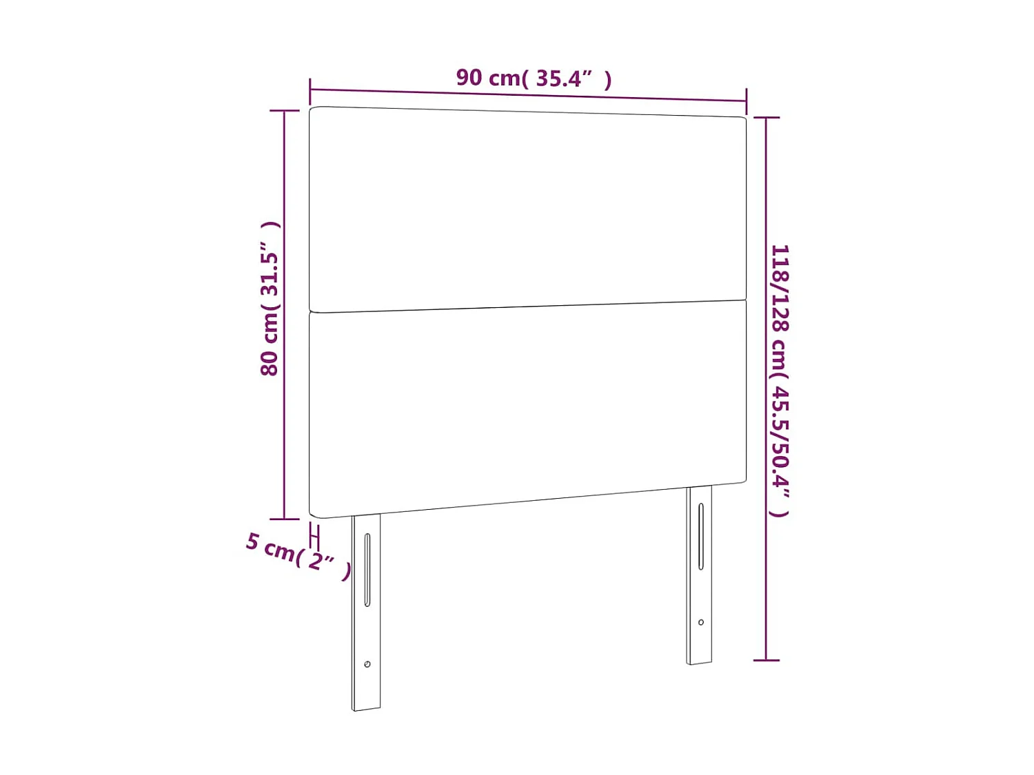 Tête de lit à LED Gris clair 90x5x118/128 cm Velours