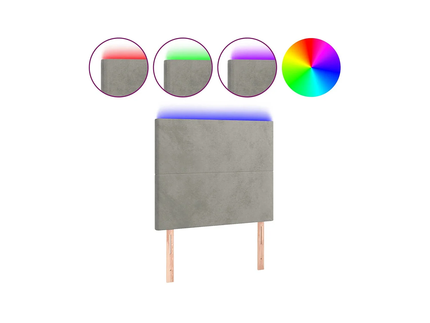 Tête de lit à LED Gris clair 90x5x118/128 cm Velours