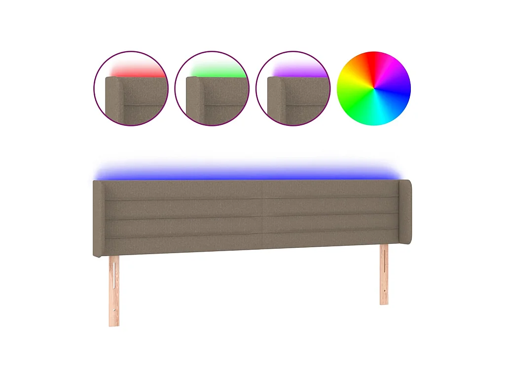 Testiera LED Tortora 163x16x78/88 cm Tessuto