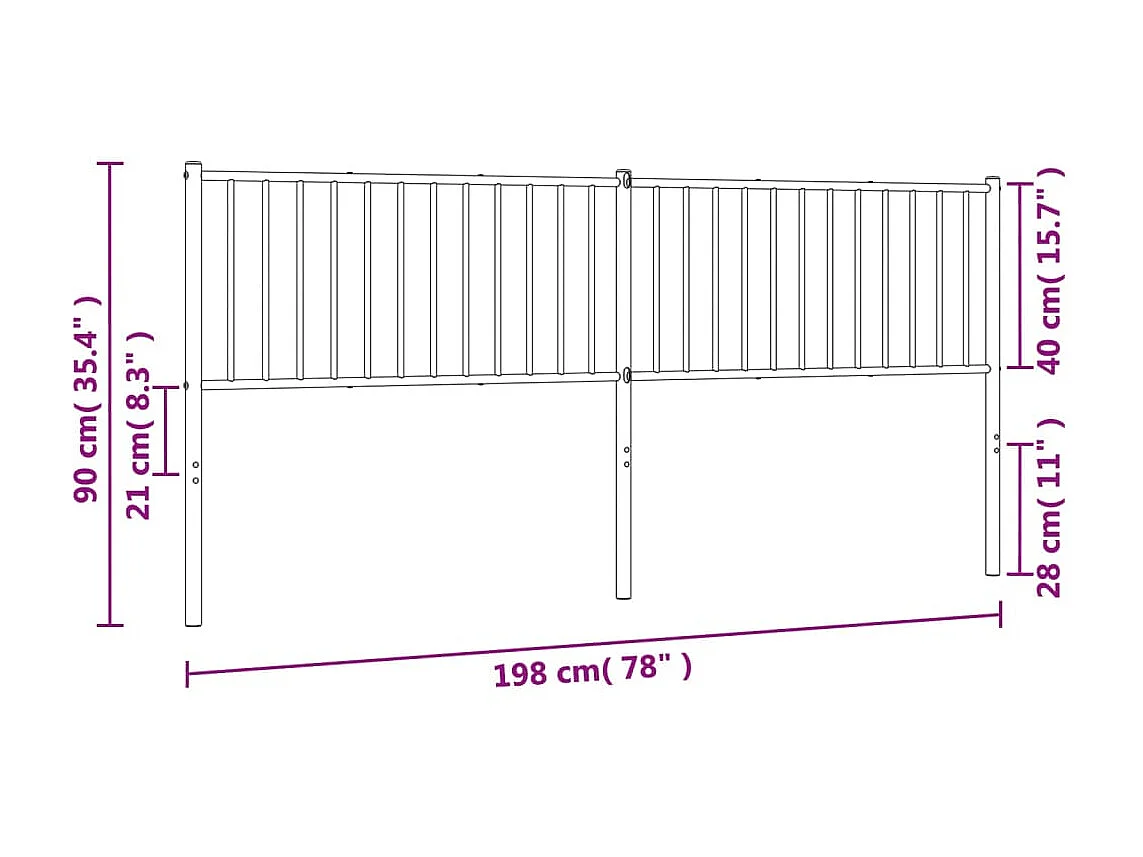 Tête de lit métal blanc 193 cm
