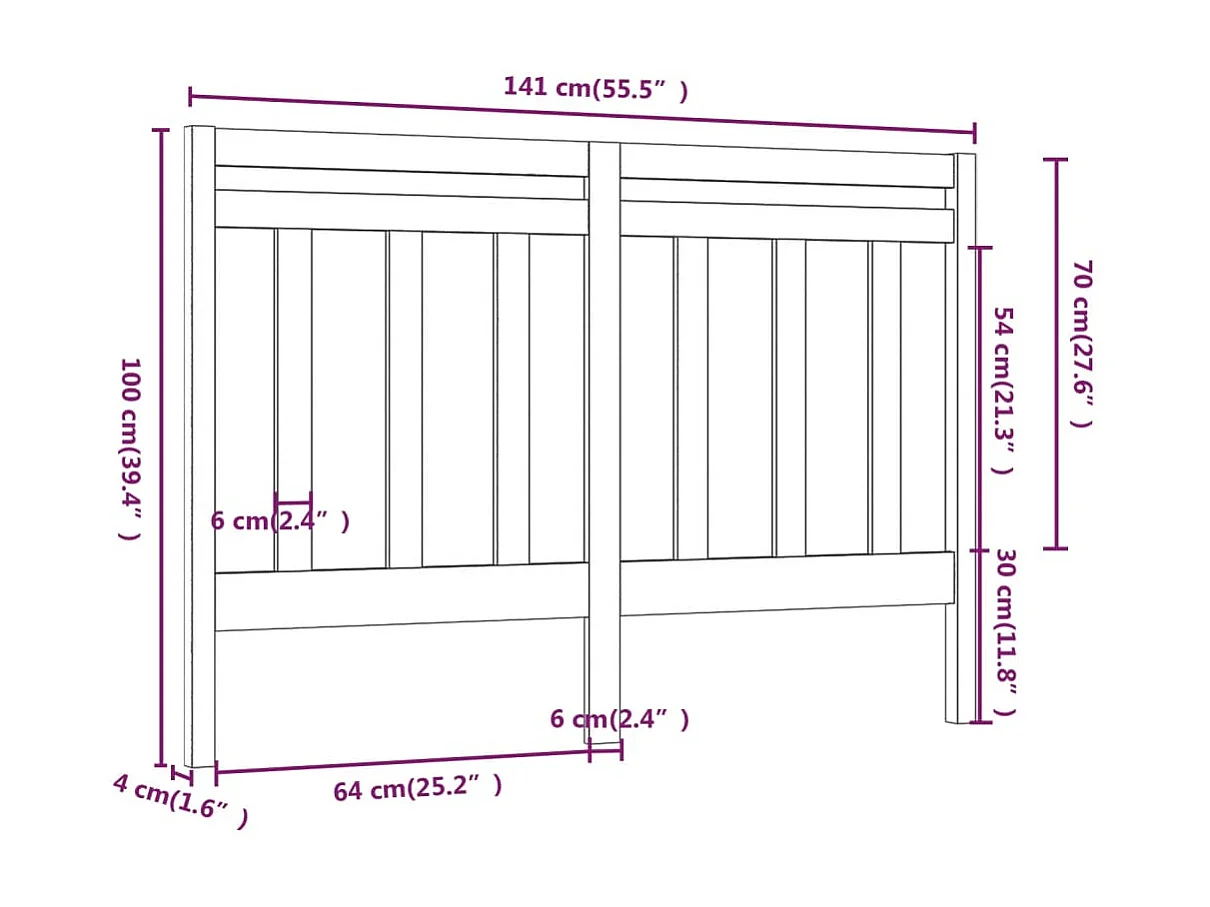 Tête de lit Marron miel 141x4x100 cm Bois massif de pin