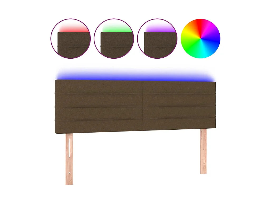 Tête de lit à LED Marron Foncé 144x5x78/88 cm Tissu