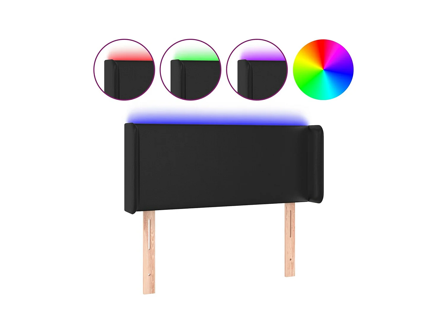 LED-Kopfteil Schwarz 93x16x78/88 cm Kunstleder