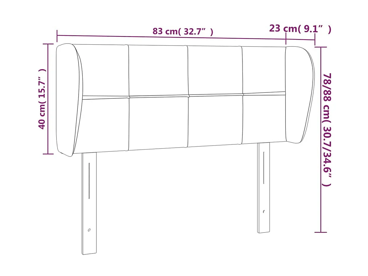Tête de lit avec oreilles Gris foncé 83x23x78/88 cm Tissu