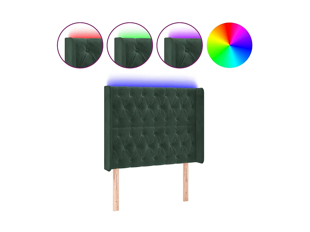 LED-Kopfteil Dunkelgrün 93x16x118/128 cm Samt