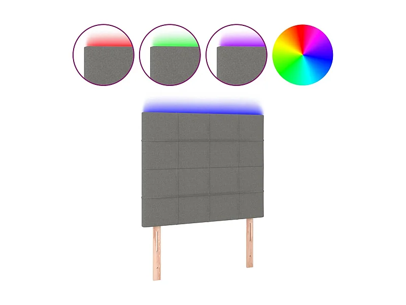 LED-Kopfteil Dunkelgrau 100x5x118/128 cm Stoff