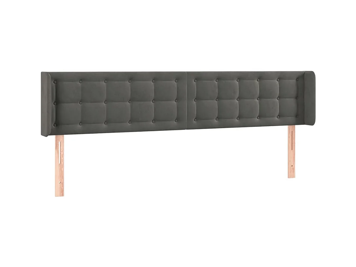 Hoofdbord met oren Donkergrijs 163x16x78/88 cm Fluweel