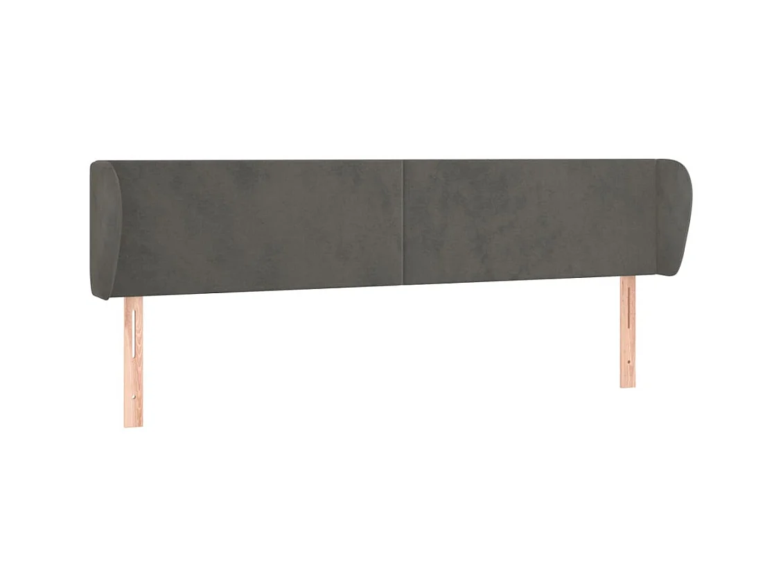 Tête de lit avec oreilles Gris foncé 203x23x78/88 cm Velours