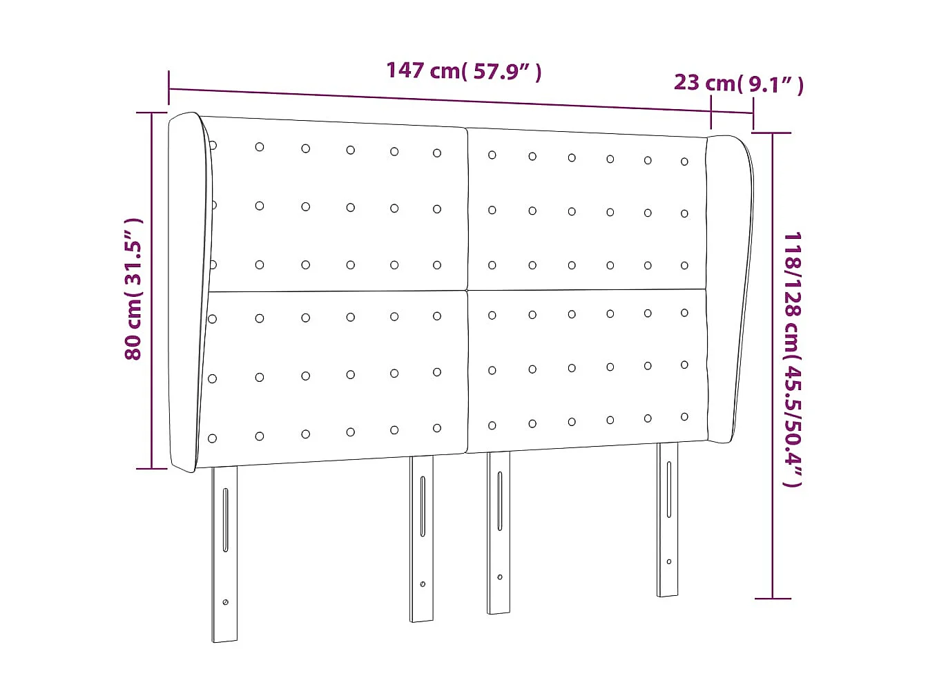 Tête de lit avec oreilles Crème 147x23x118/128 cm Tissu