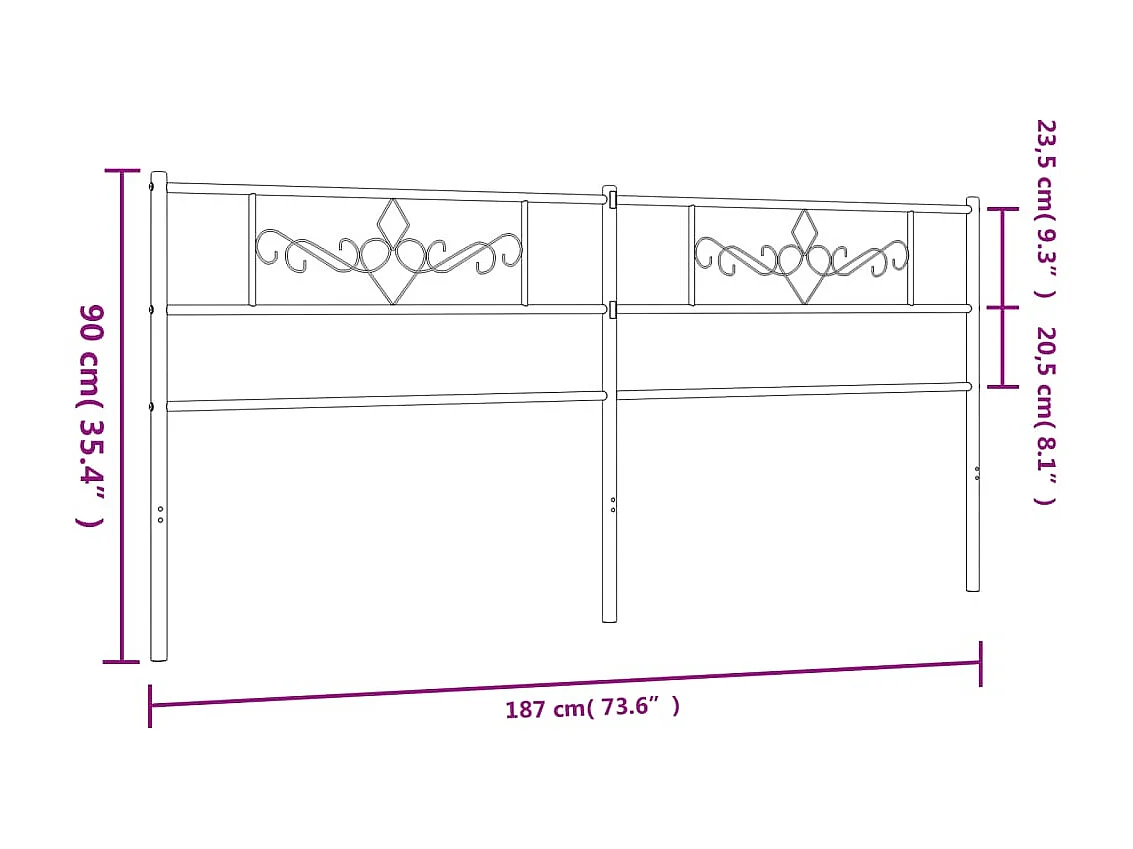 Tête de lit métal blanc 180 cm