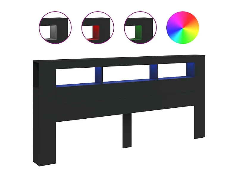Zwart LED-hoofdeinde 220x18,5x103,5 cm samengesteld hout