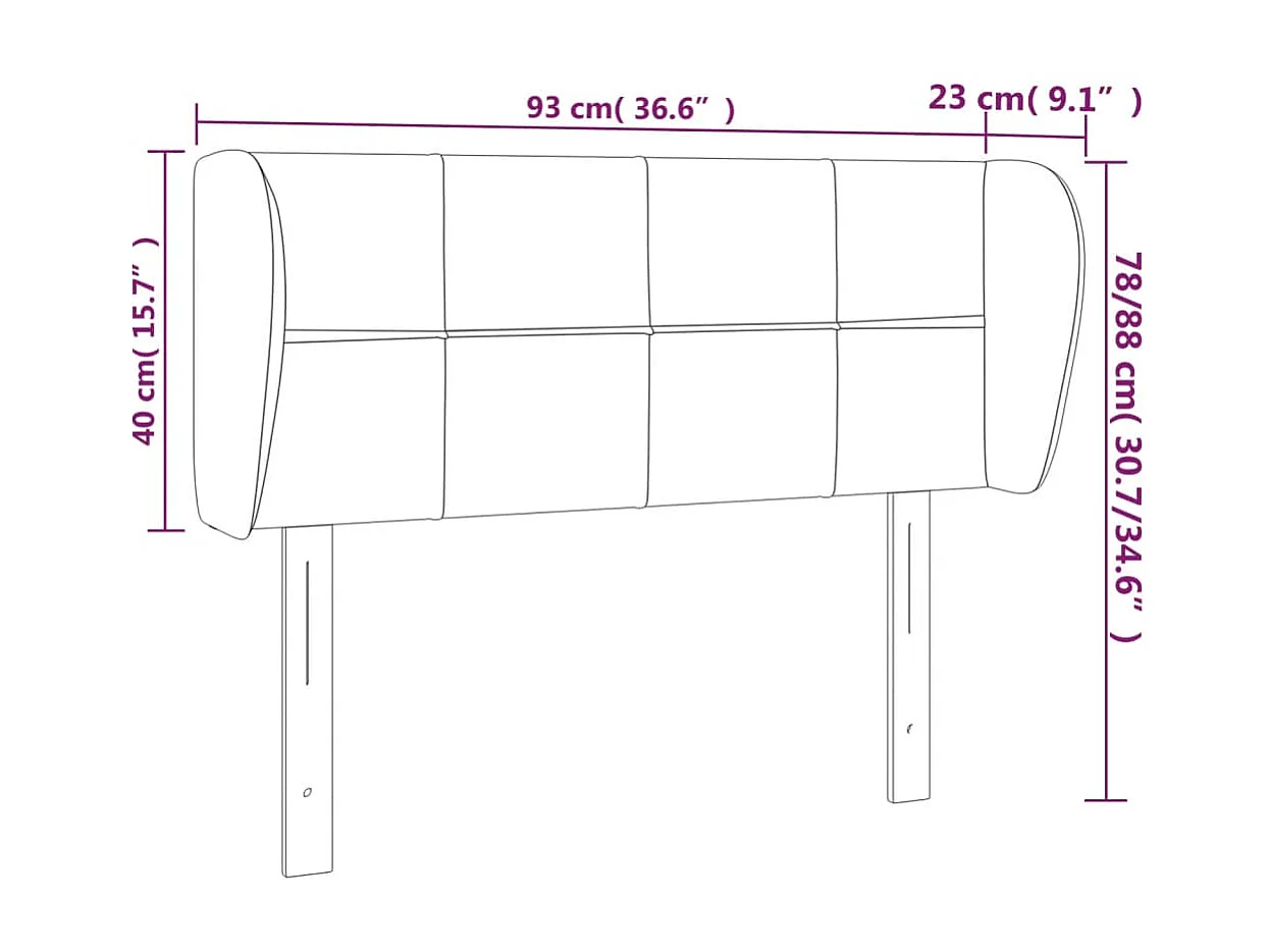 Tête de lit avec oreilles Gris foncé 93x23x78/88 cm Tissu