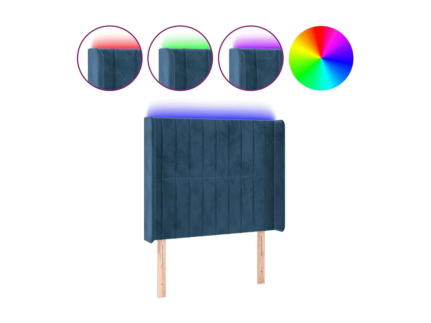 Tête de lit à LED Bleu foncé 103x16x118/128 cm Velours