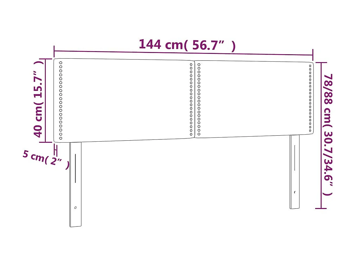 Tête de lit à LED Gris foncé 144x5x78/88 cm Velours