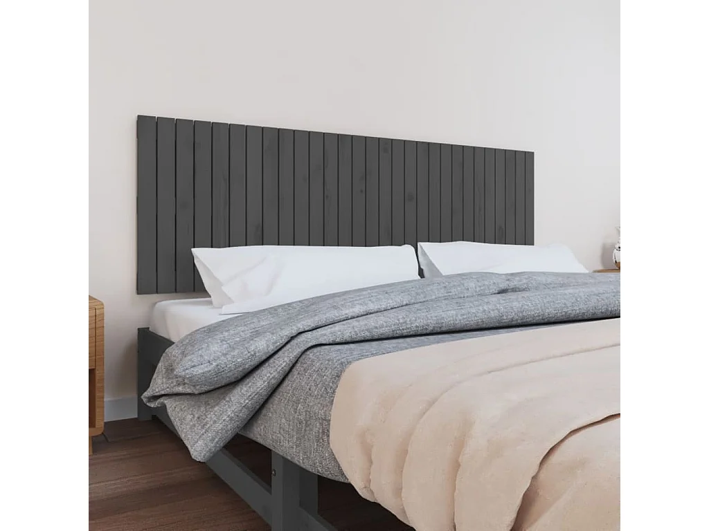 Tête de lit murale Gris 185x3x60 cm Bois massif de pin