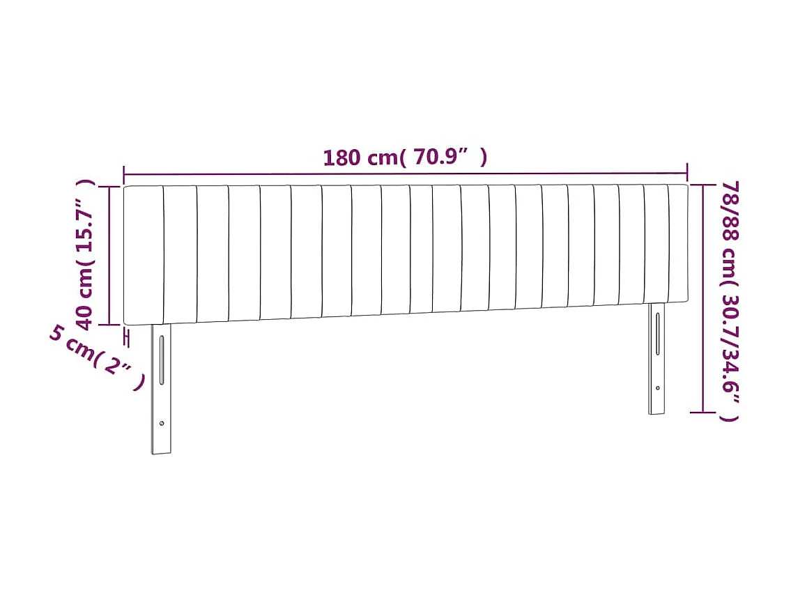 Cabecero LED Gris oscuro 180x5x78/88 cm Terciopelo